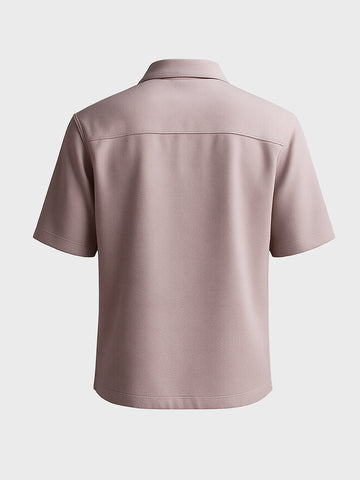 Men's Grey Boxy Fit Textured Resort Wear Shirt