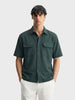 Men's Green Boxy Fit Textured Resort Wear Shirt