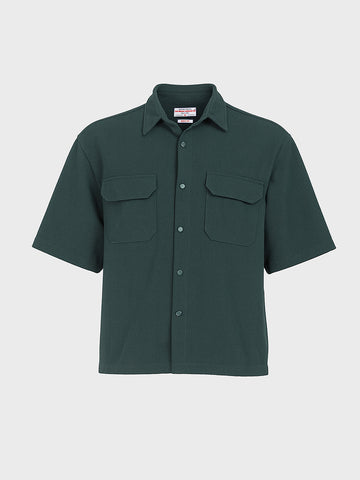 Men's Green Boxy Fit Textured Resort Wear Shirt