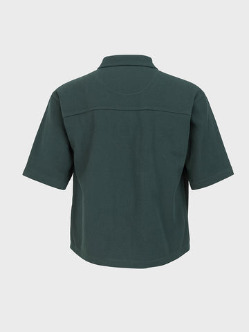 Men's Green Boxy Fit Textured Resort Wear Shirt