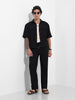 Men's Black Boxy Fit Textured Resort Wear Shirt