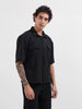 Men's Black Boxy Fit Textured Resort Wear Shirt