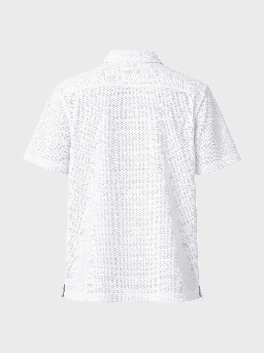 Men's White Relaxed Fit Textured Resort Shirt