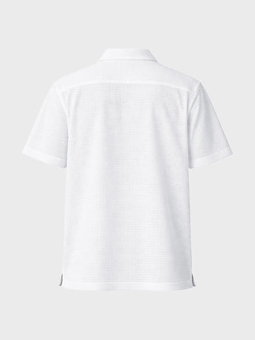 Men's White Relaxed Fit Textured Resort Shirt
