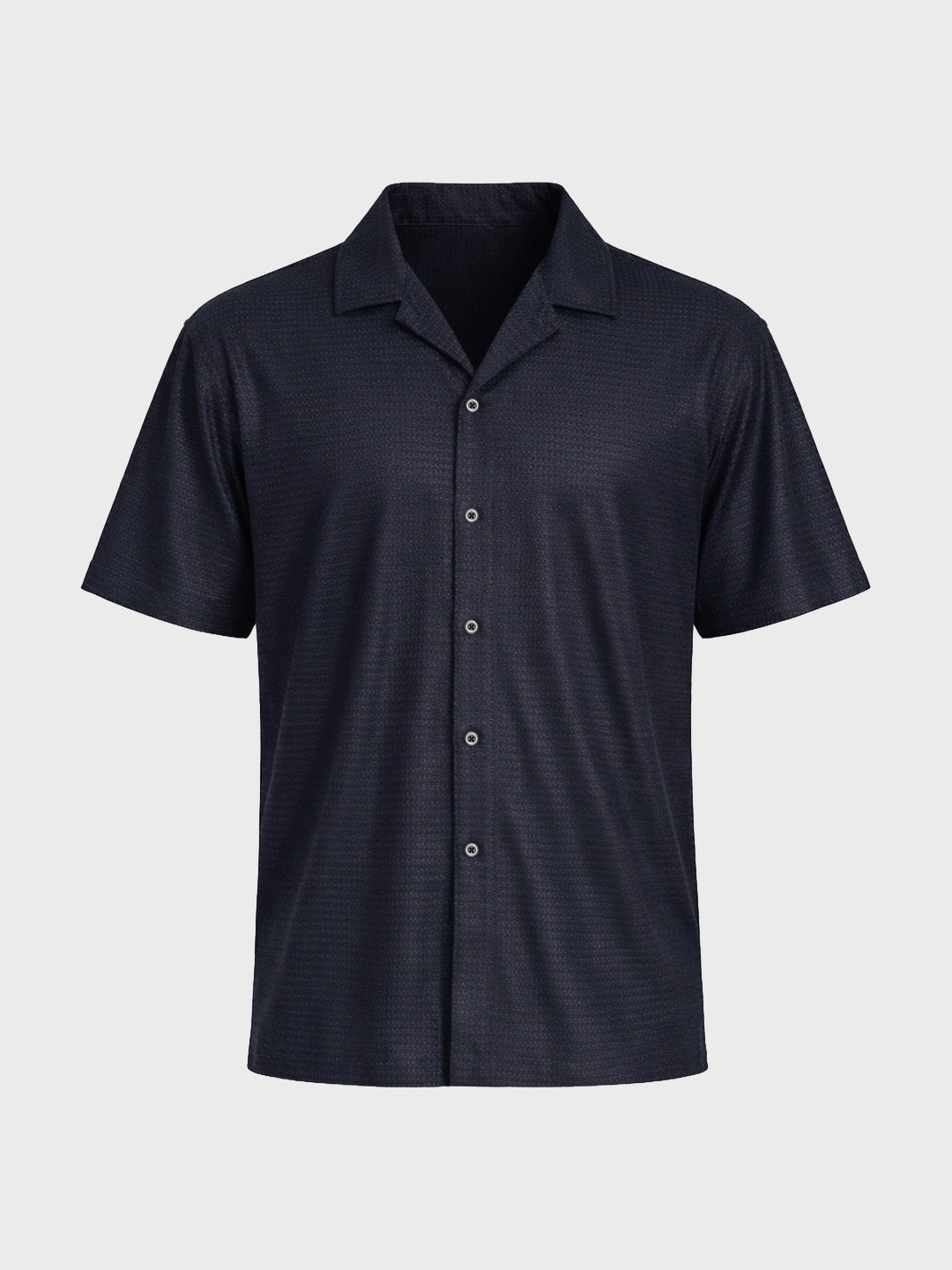 Men's Blue Relaxed Fit Textured Resort Shirt