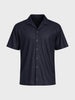 Men's Blue Relaxed Fit Textured Resort Shirt
