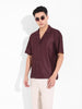 Men's Brown Relaxed Fit Textured Resort Shirt