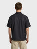 Men's Black Relaxed Fit Textured Resort Shirt
