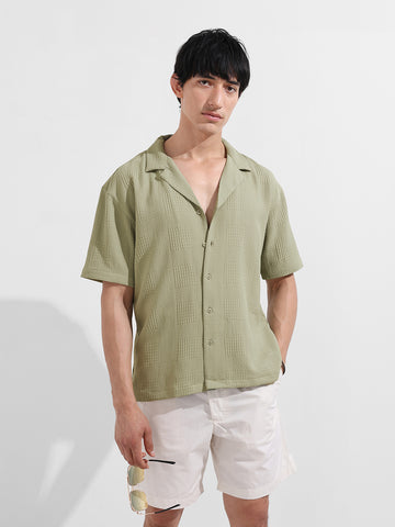 Men's Green Relaxed Resort Wear Shirt