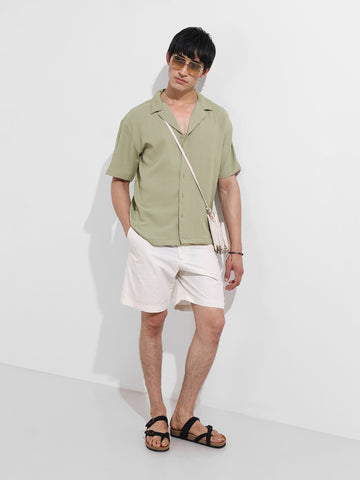 Men's Green Relaxed Resort Wear Shirt