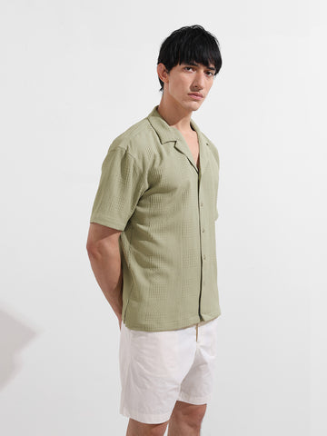 Men's Green Relaxed Resort Wear Shirt