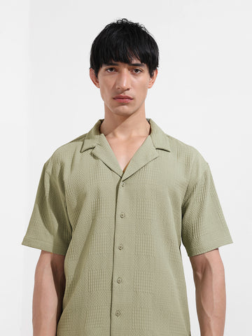 Men's Green Relaxed Resort Wear Shirt