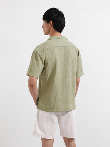 Men's Green Relaxed Resort Wear Shirt