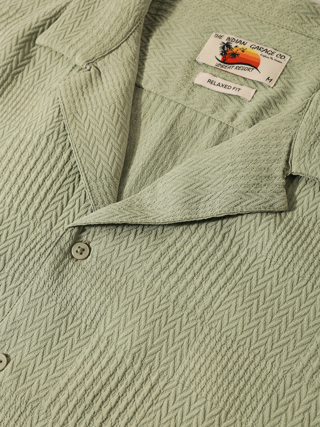Men's Green Relaxed Resort Wear Shirt