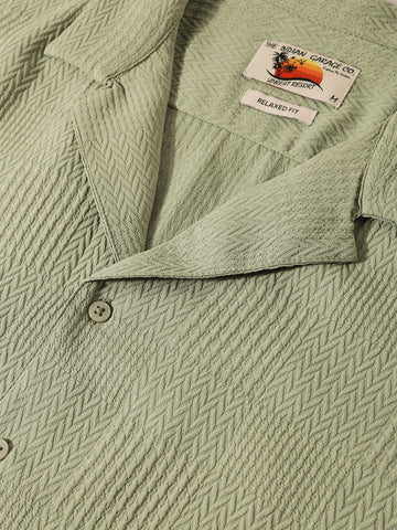 Men's Green Relaxed Resort Wear Shirt