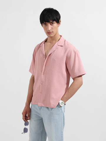 Men's Pink Relaxed Resort Wear Shirt