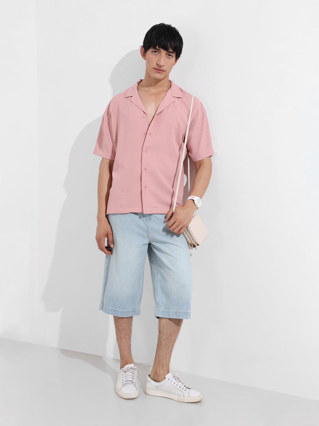 Men's Pink Relaxed Resort Wear Shirt