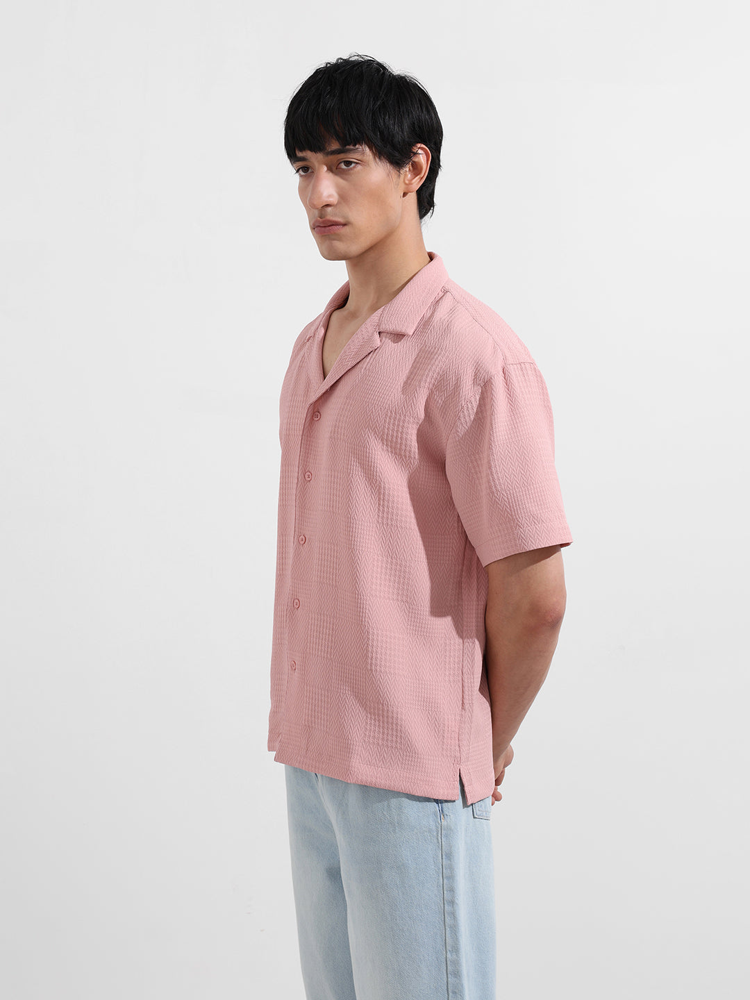 Men's Pink Relaxed Resort Wear Shirt
