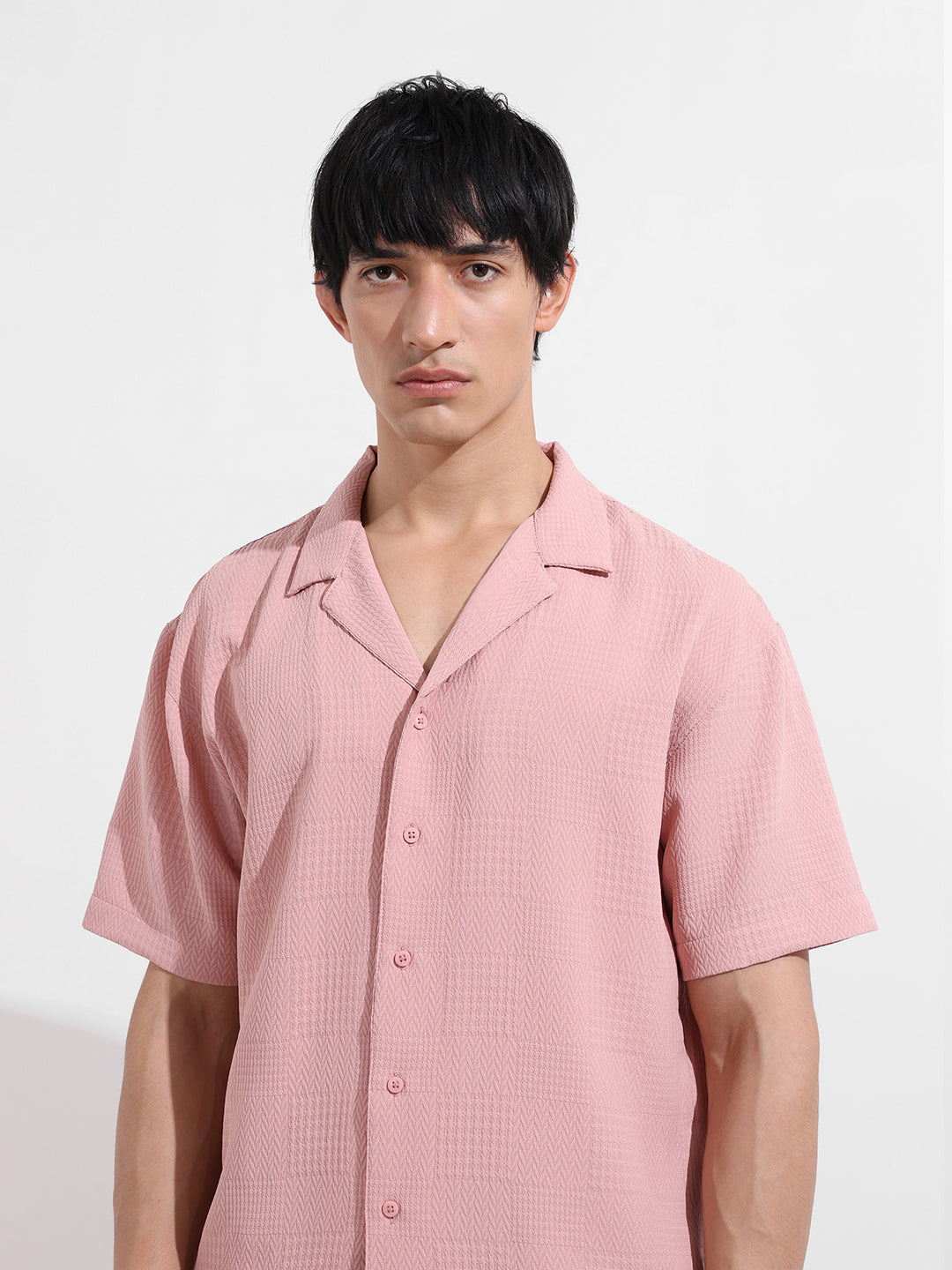 Men's Pink Relaxed Resort Wear Shirt