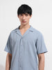 Men's Blue Relaxed Fit Resort Wear Textured Shirt