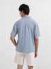 Men's Blue Relaxed Fit Resort Wear Textured Shirt