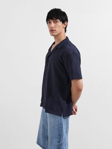 Men's Blue Relaxed Resort Wear Shirt