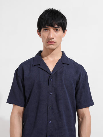 Men's Blue Relaxed Resort Wear Shirt