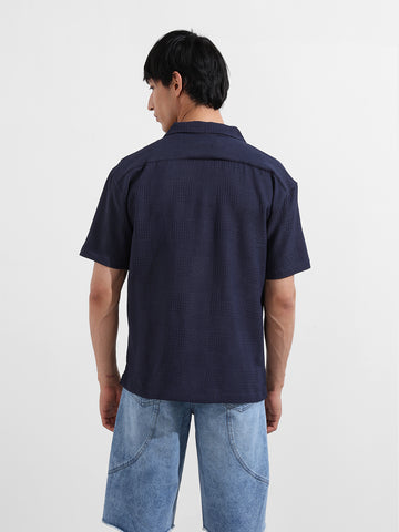 Men's Blue Relaxed Resort Wear Shirt
