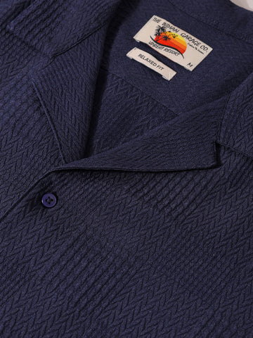 Men's Blue Relaxed Resort Wear Shirt