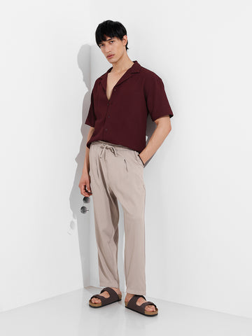 Men's Maroon Relaxed Resort Wear Shirt