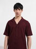 Men's Maroon Relaxed Resort Wear Shirt