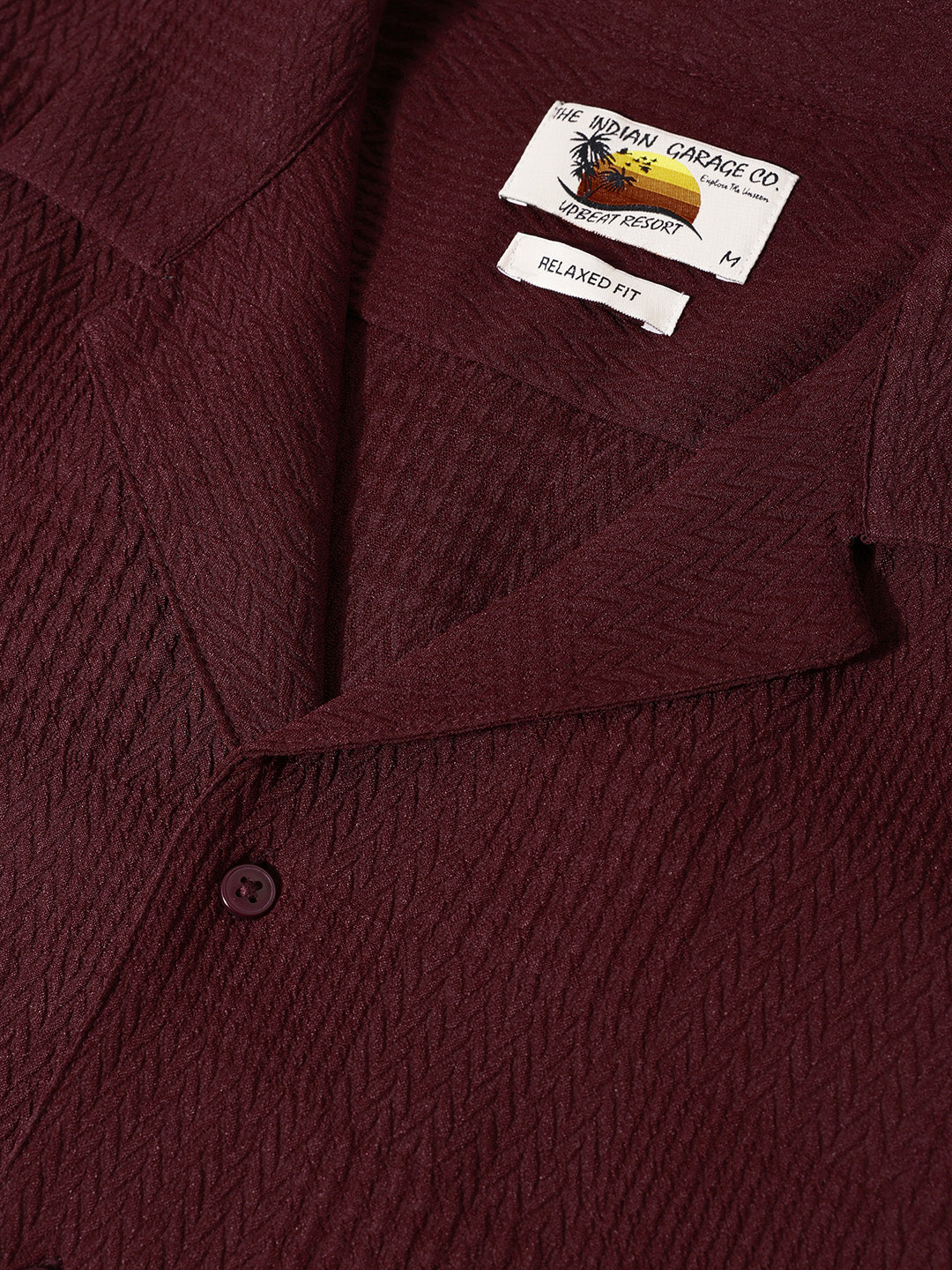 Men's Maroon Relaxed Resort Wear Shirt