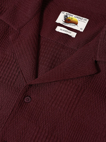 Men's Maroon Relaxed Resort Wear Shirt