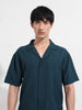Men's Teal Relaxed Fit Resort Wear Textured Shirt