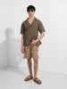 Men's Green Relaxed Fit Resort Wear Textured Shirt