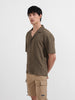 Men's Green Relaxed Fit Resort Wear Textured Shirt
