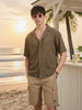 Men's Green Relaxed Fit Resort Wear Textured Shirt