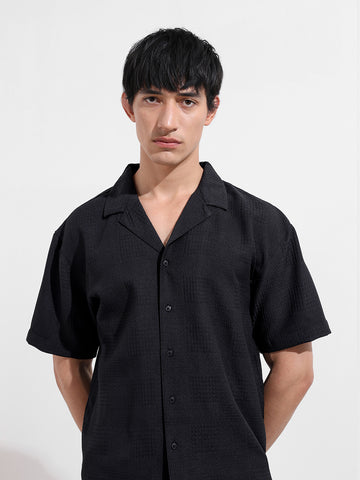 Men's Black Relaxed Resort Wear Shirt