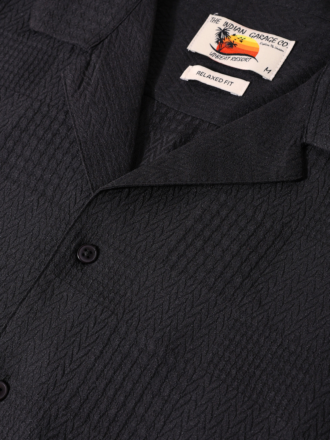 Men's Black Relaxed Resort Wear Shirt