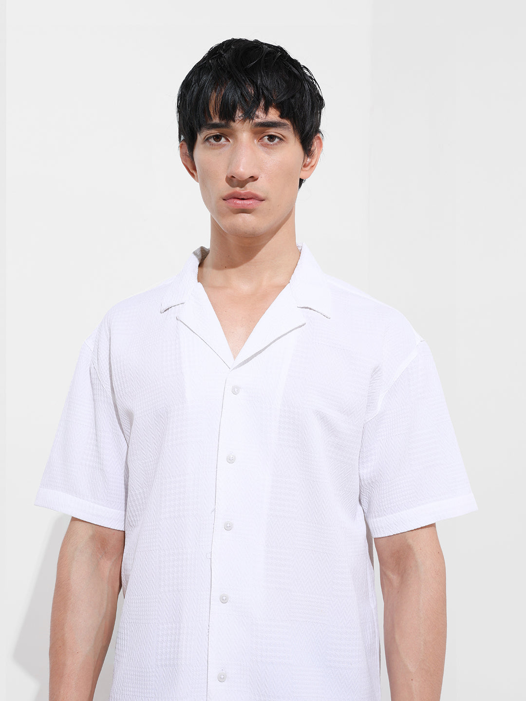 Men's White Relaxed Resort Wear Shirt