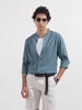 Men's Blue Regular Fit Textured Resort Wear Shirt