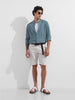 Men's Blue Regular Fit Textured Resort Wear Shirt