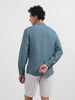 Men's Blue Regular Fit Textured Resort Wear Shirt