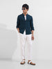 Men's Teal Regular Fit Textured Resort Wear Shirt