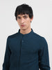 Men's Teal Regular Fit Textured Resort Wear Shirt