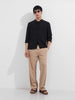 Men's Black Regular Fit Textured Resort Wear Shirt