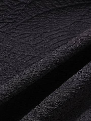 Men's Black Regular Fit Textured Resort Wear Shirt