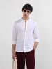 Men's White Regular Fit Textured Resort Wear Shirt