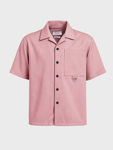 Men's Pink Boxy Fit Textured Utility Shirt