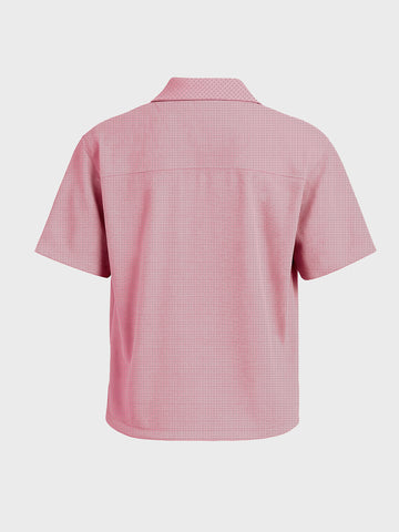 Men's Pink Boxy Fit Textured Utility Shirt